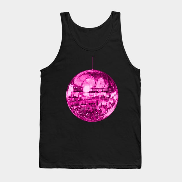 Pink Vintage Sparkling Shiny Disco Ball Tank Top by Art by Deborah Camp